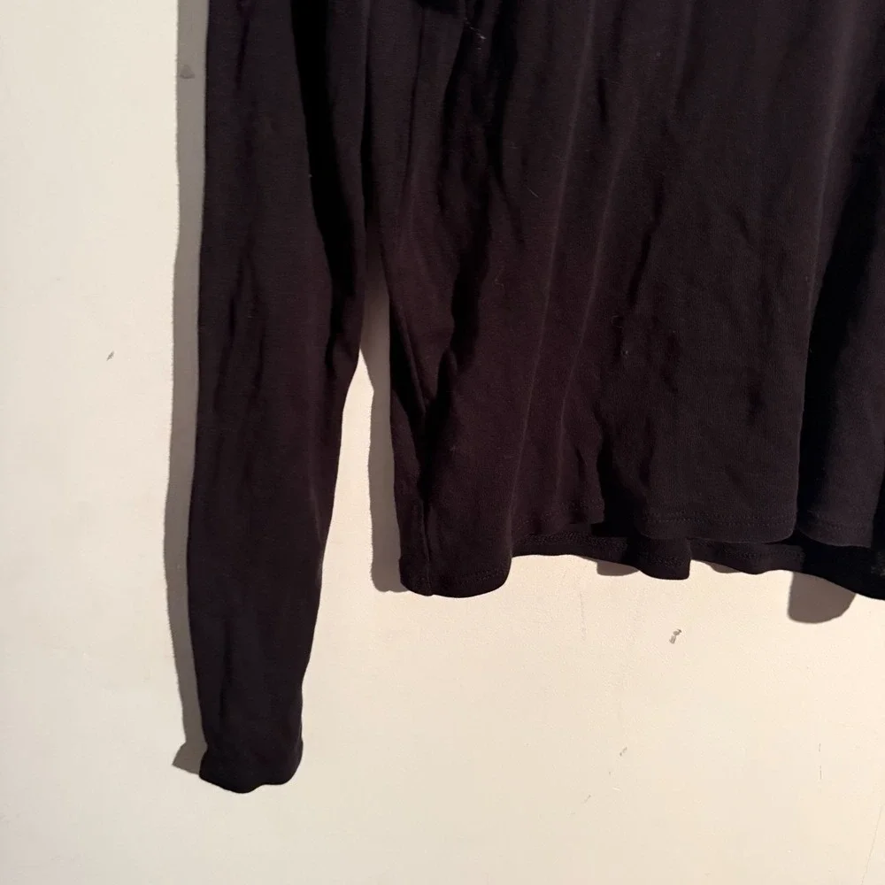Eileen Fisher Small Black Turtleneck‎ Organic Cotton Blend Basic Statement